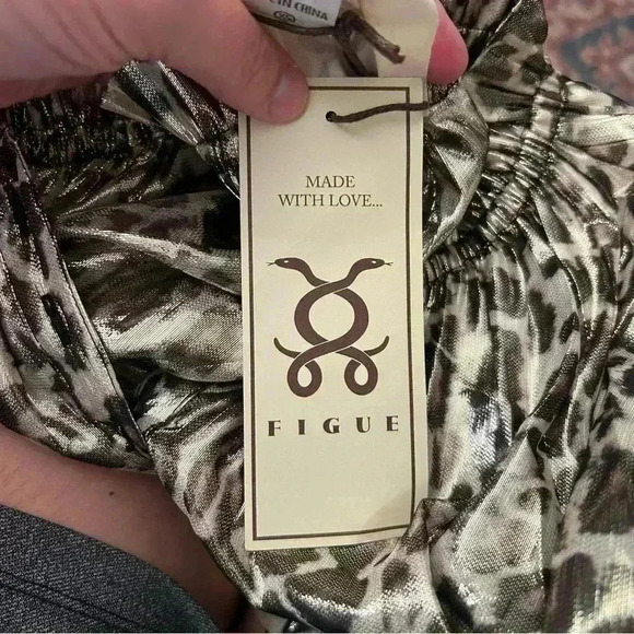 Figue women’s blouse Marceline Metallic Leopard Silk Top nwt size XS - Picture 4 of 6